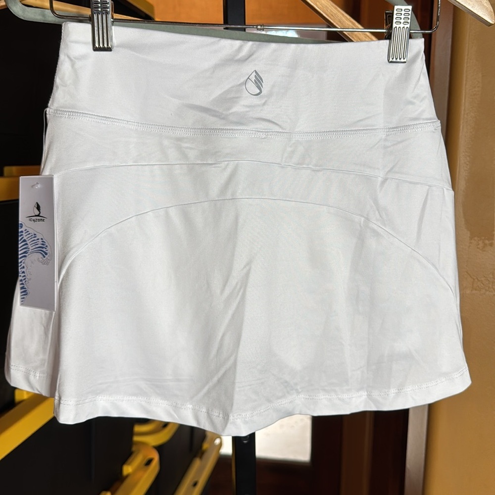 NWT icyzone Athletic Skirt Workout White Golf Tennis Skort w/ Pocket Size Small - Picture 10 of 11